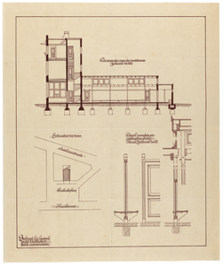 215043 Doorsnede, situatie en details van het Volksbadhuis aan het Koekoeksplein te Utrecht.